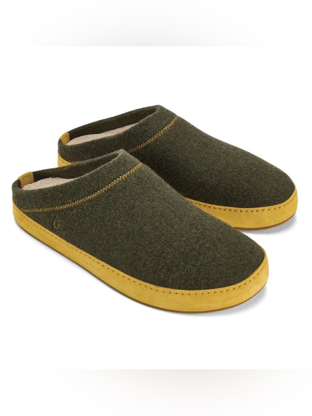NWOT OLUKAI HAMANI HULU MENS TWEED SUEDE & SHEARLING SLIPPERS SZ 9
